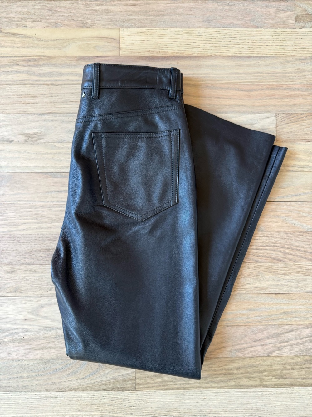 Golden Goose Black Leather Pants with Leopard Lining 42